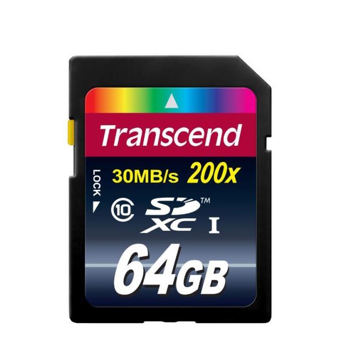 TS64GSDXC10 Transcend 64GB Class 10 SDXC Flash Memory Card