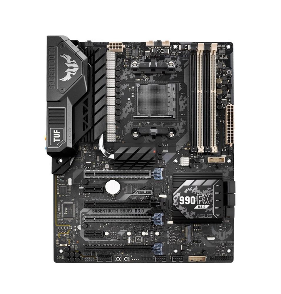 TUF SABERTOOTH 990FX R3.0 Asus Socket AM3+ AMD 970/SB950 Chipset AMD AM3+ FX/ Phenom II/ Athlon II/ Sempron 100 Series Processors Support DDR3 4x DIMM 5x SATA 6.0Gb/s ATX Motherboard (Refurbished)
