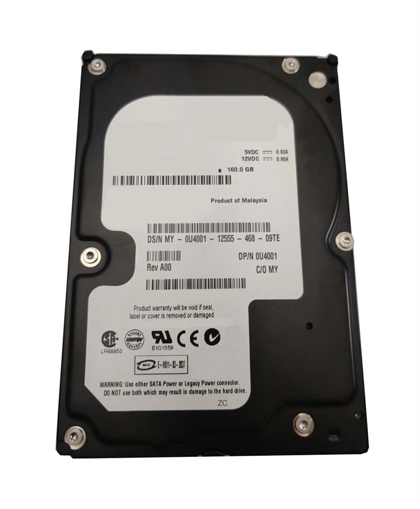 U4001 Dell 160GB 7200RPM SATA 1.5Gbps 8MB Cache 3.5-inch Internal Hard Drive