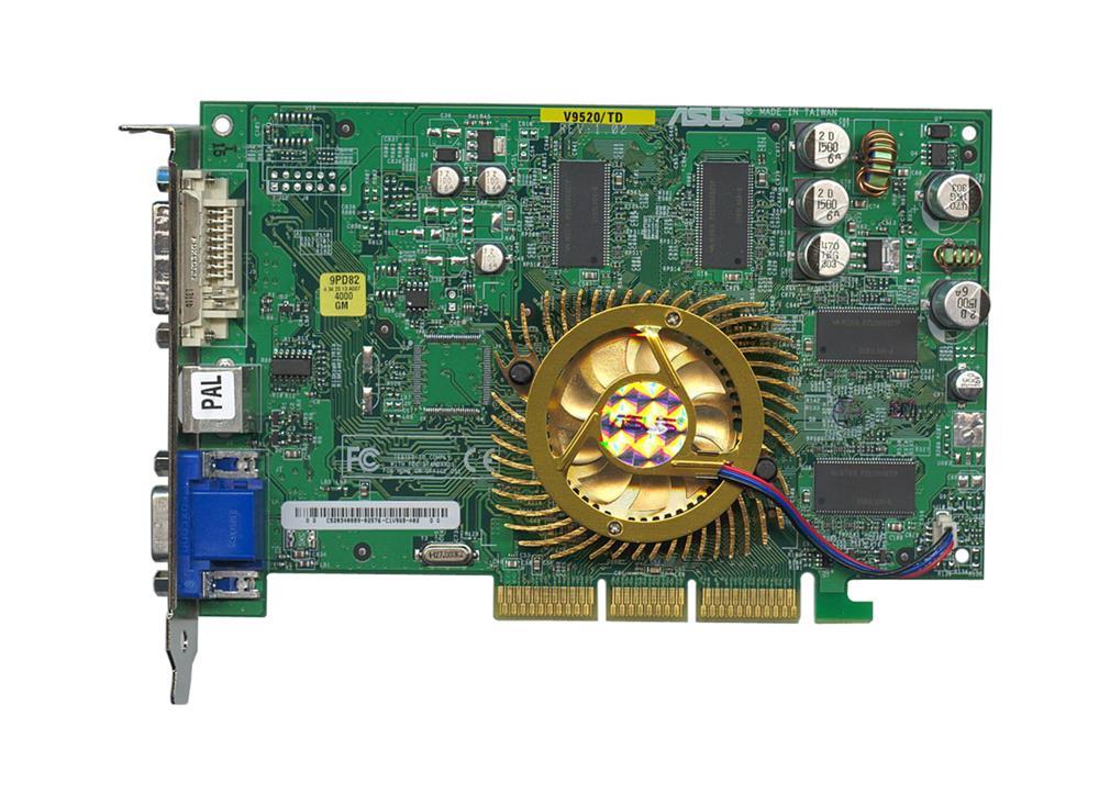 V9520/TD ASUS 128MB AGP Video Graphics Card With VGA TV-Out And DVI Output