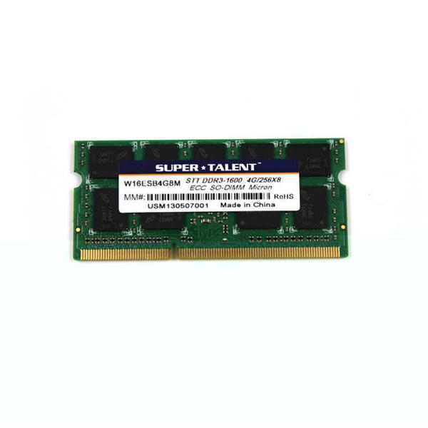 W16ESB4G8M Super Talent 4GB PC3-12800 DDR3-1600MHz ECC Unbuffered CL11 204-Pin SoDimm 1.35V Low Voltage Dual Rank Memory Module
