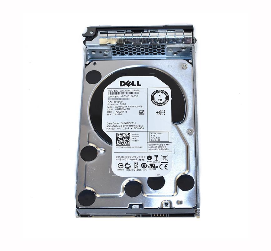 WD1000FYYG-18A21V2-DELL-00V8G9 Dell 1TB 7200RPM SAS 6Gbps Nearline 32MB Cache 3.5-inch Internal Hard Drive