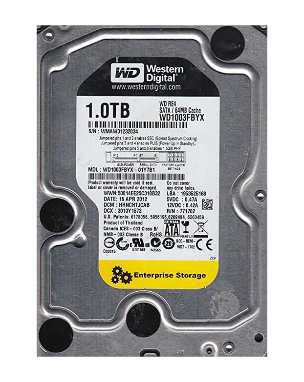 WD1003FBYX-01Y7B1 Western Digital RE4 1TB 7200RPM SATA 3Gbps 64MB Cache 3.5-inch Internal Hard Drive