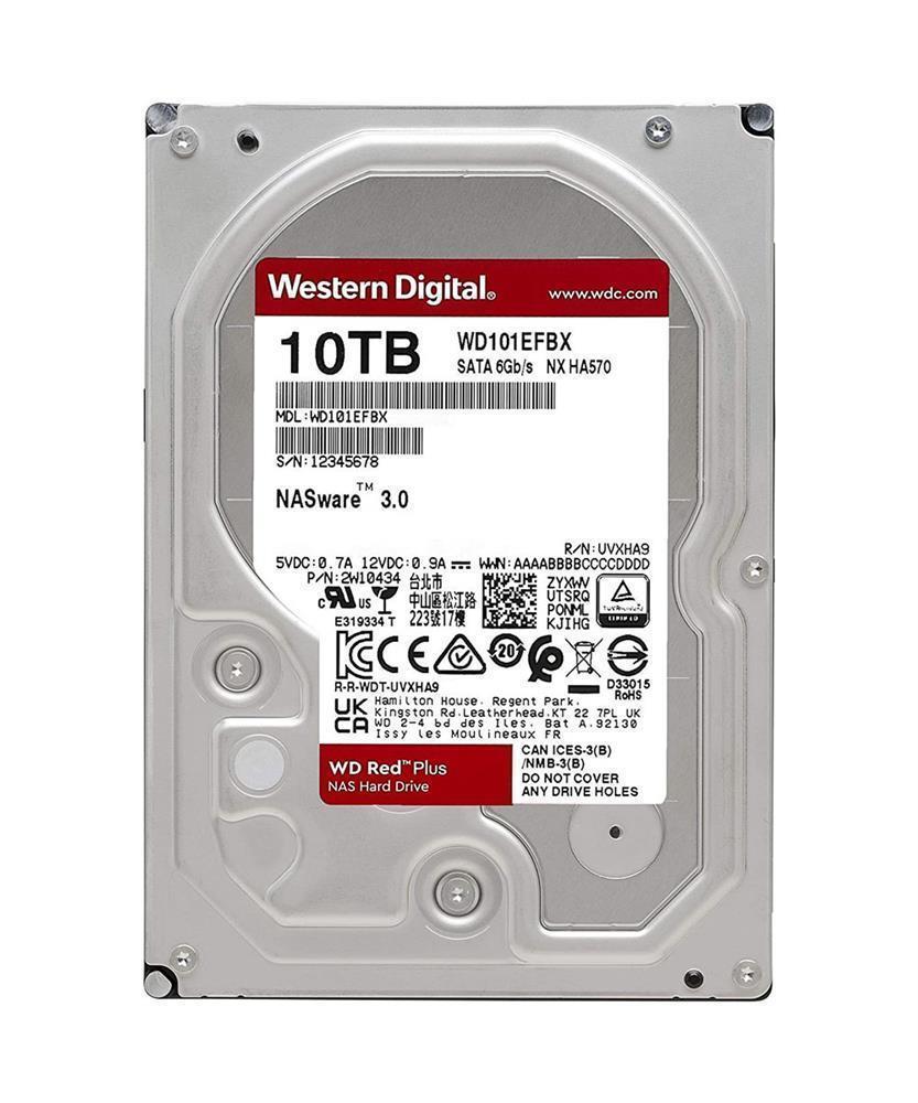 WD101EFBX Western Digital Red Plus NAS 10TB 7200RPM SATA 6Gbps 256MB Cache 3.5-inch Internal Hard Drive