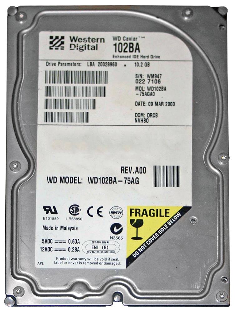 WD102BA Western Digital Expert 10.2GB 7200RPM ATA-66 2MB Cache 3.5-inch Internal Hard Drive