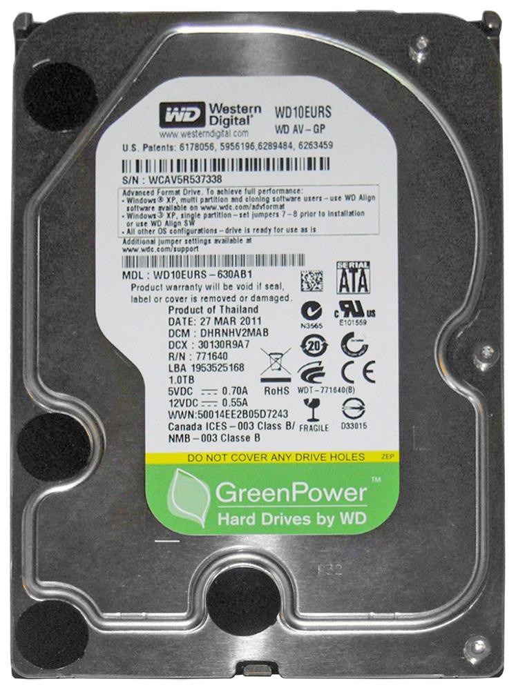 WD10EURS-630AB1 Western Digital AV-GP 1TB 5400RPM SATA 3Gbps 64MB Cache 3.5-inch Internal Hard Drive