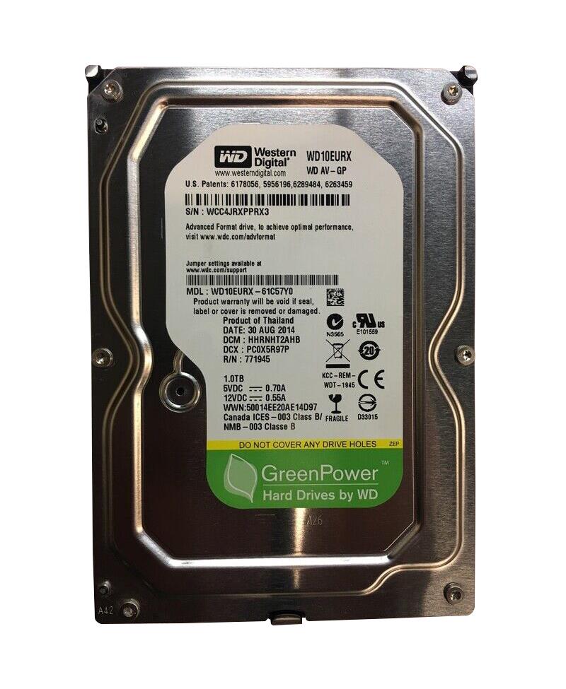 WD10EURX-61C57YO Western Digital AV-GP 1TB 5400RPM SATA 6Gbps 64MB Cache 3.5-inch Internal Hard Drive