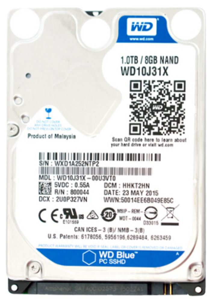 WD10J31X Western Digital Blue SSHD 1TB 5400RPM SATA 6Gbps 64MB Cache 8GB NAND MLC SSD 2.5-inch Internal Hybrid Hard Drive