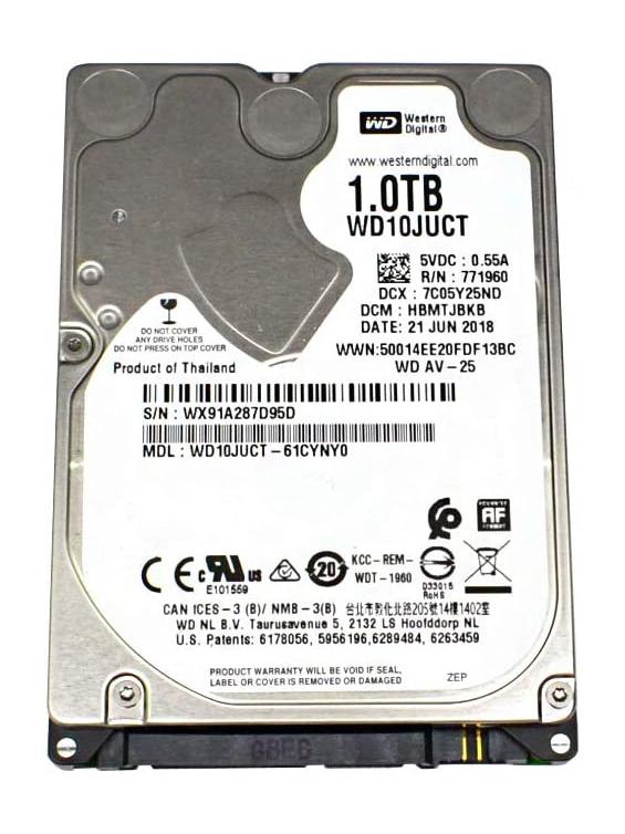 WD10JUCT-61CYNYO Western Digital AV-25 1TB 5400RPM SATA 3Gbps 16MB Cache 2.5-inch Internal Hard Drive
