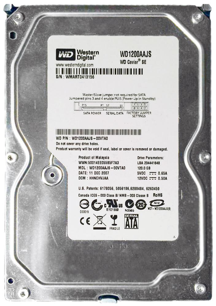 WD1200AAJS Western Digital Caviar SE 120GB 7200RPM SATA 3Gbps 8MB Cache 3.5-inch Internal Hard Drive