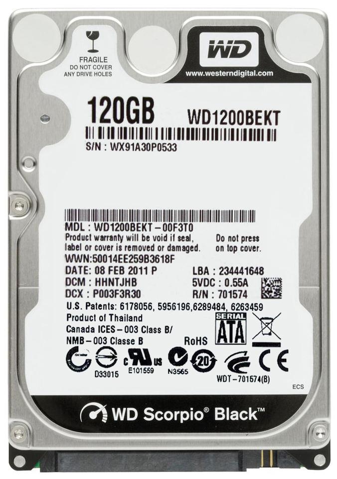 WD1200BEKT Western Digital Scorpio Black 120GB 7200RPM SATA 3Gbps 16MB Cache 2.5-inch Internal Hard Drive