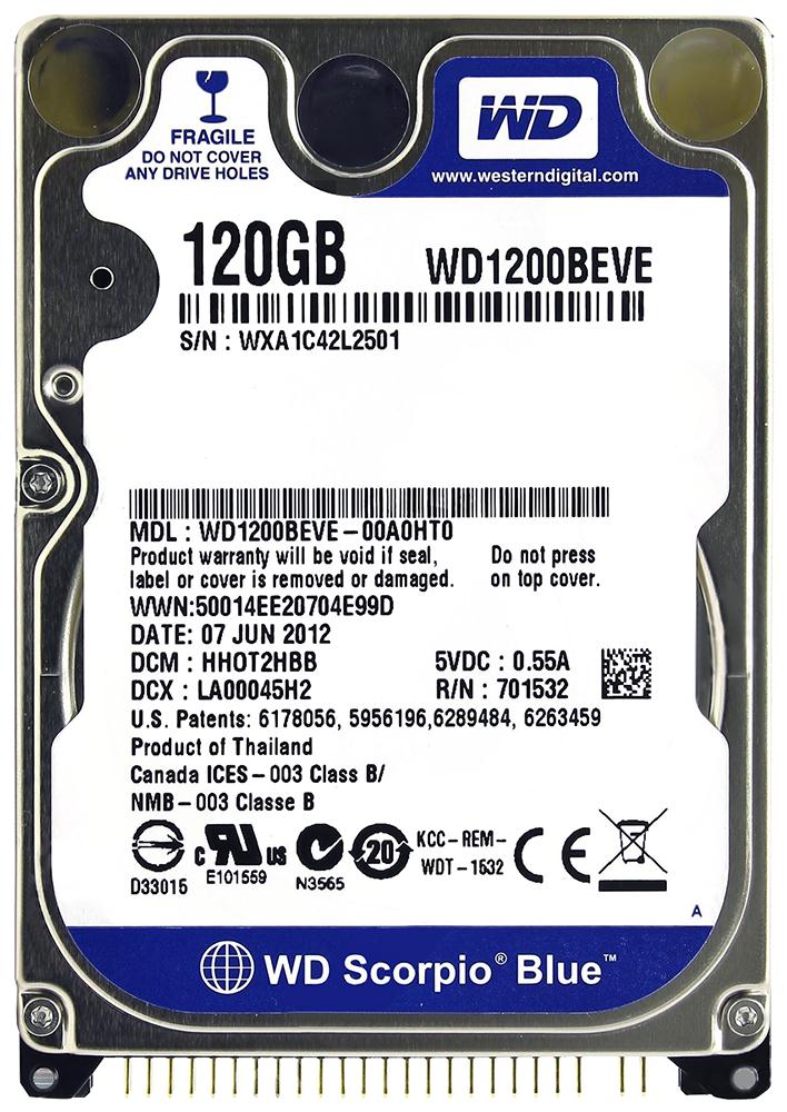 WD1200BEVE Western Digital Scorpio Blue 120GB 5400RPM ATA-100 8MB Cache 2.5-inch Internal Hard Drive