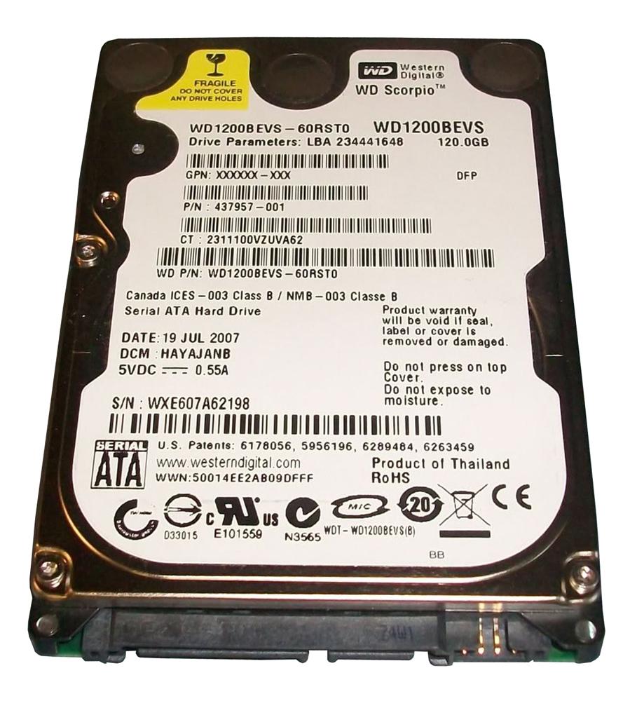 WD1200BEVS-60RST0 Western Digital Scorpio 120GB 5400RPM SATA 1.5Gbps 8MB Cache 2.5-inch Internal Hard Drive