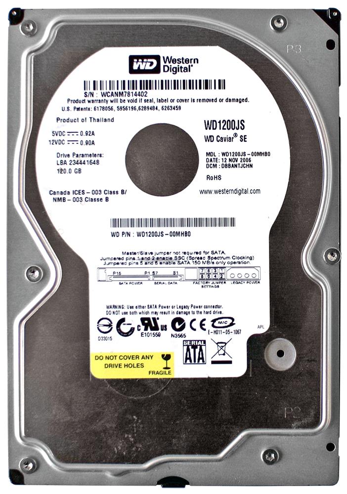 WD1200JS Western Digital Caviar Blue 120GB 7200RPM SATA 3Gbps 8MB Cache 3.5-inch Internal Hard Drive