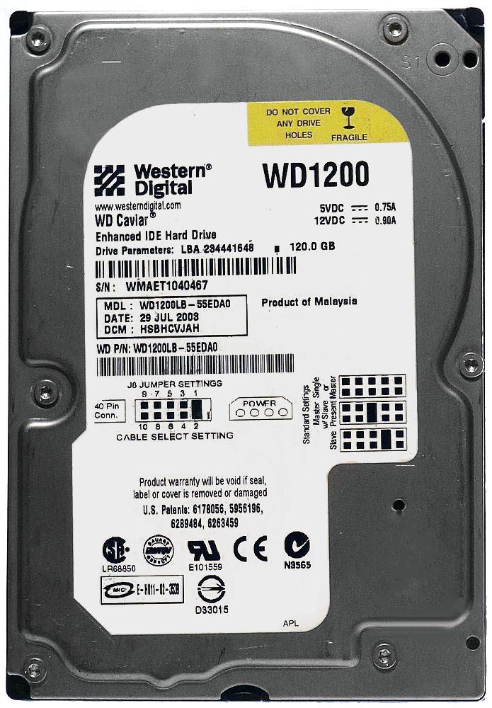 WD1200LB Western Digital Caviar 120GB 7200RPM ATA-100 2MB Cache 3.5-inch Internal Hard Drive