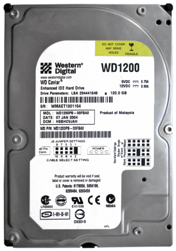 WD1200PB Western Digital Caviar Blue 120GB 7200RPM ATA-100 8MB Cache 3.5-inch Internal Hard Drive