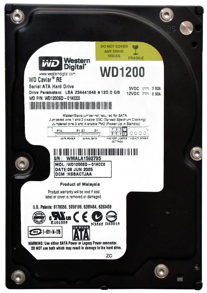 WD1200SD-01KCC0 Western Digital RE 120GB 7200RPM SATA 1.5Gbps 8MB Cache 3.5-inch Internal Hard Drive