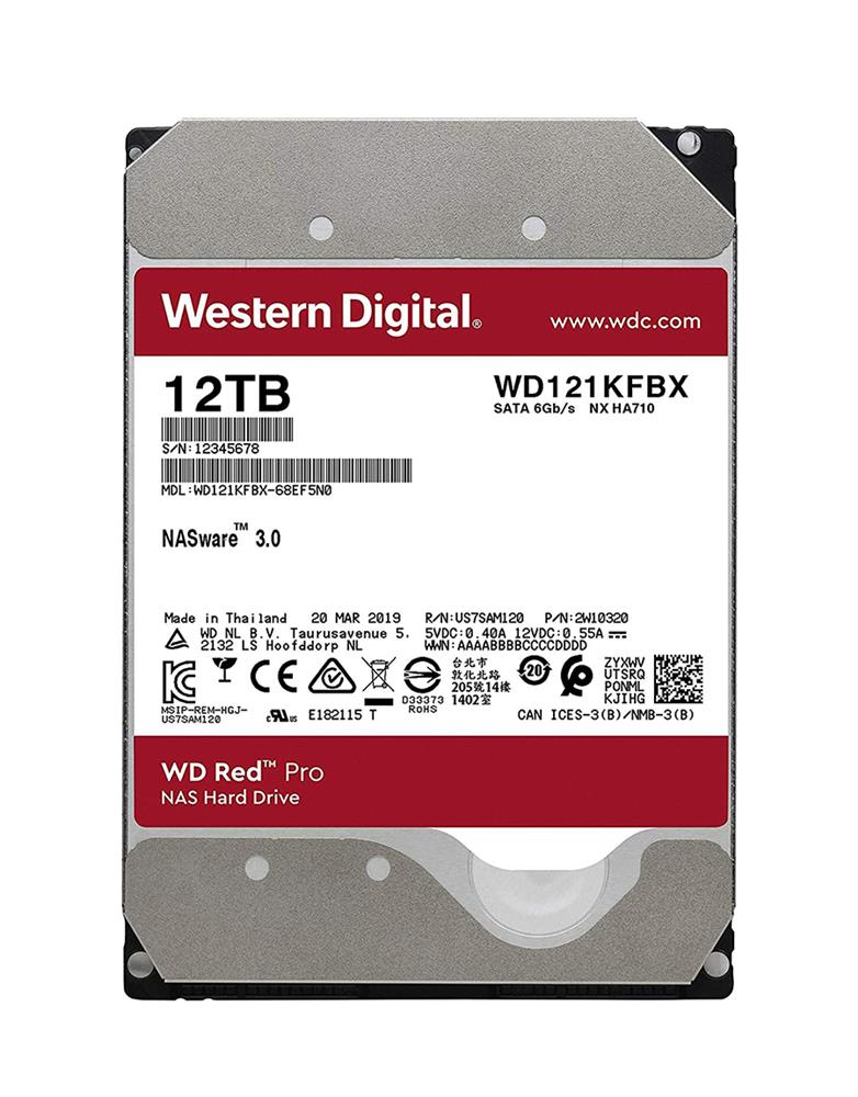 WD121KFBX-A1 Western Digital Red Pro 12TB 7200RPM SATA 6Gbps 256MB Cache 3.5-inch Internal Hard Drive