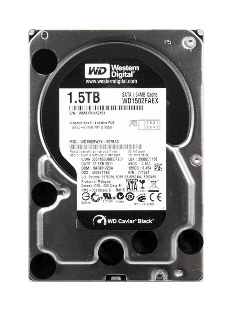 WD1502FAEX Western Digital Caviar Black 1.5TB 7200RPM SATA 6Gbps 64MB Cache 3.5-inch Internal Hard Drive