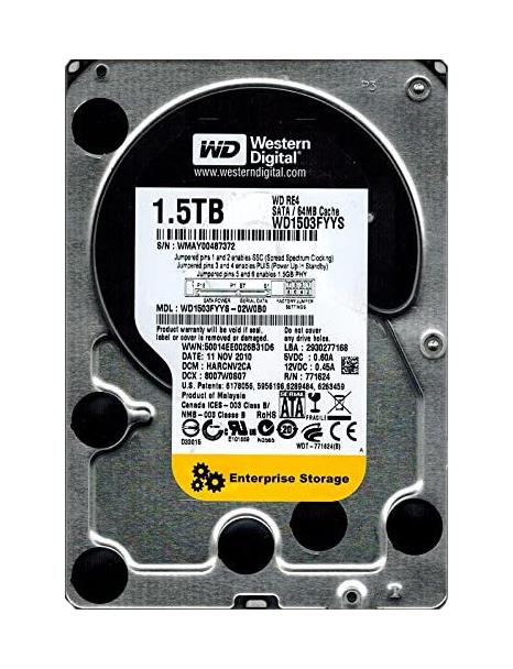 WD1503FYYS-02W0B0 Western Digital RE4 1.5TB 7200RPM SATA 3Gbps 64MB Cache 3.5-inch Internal Hard Drive