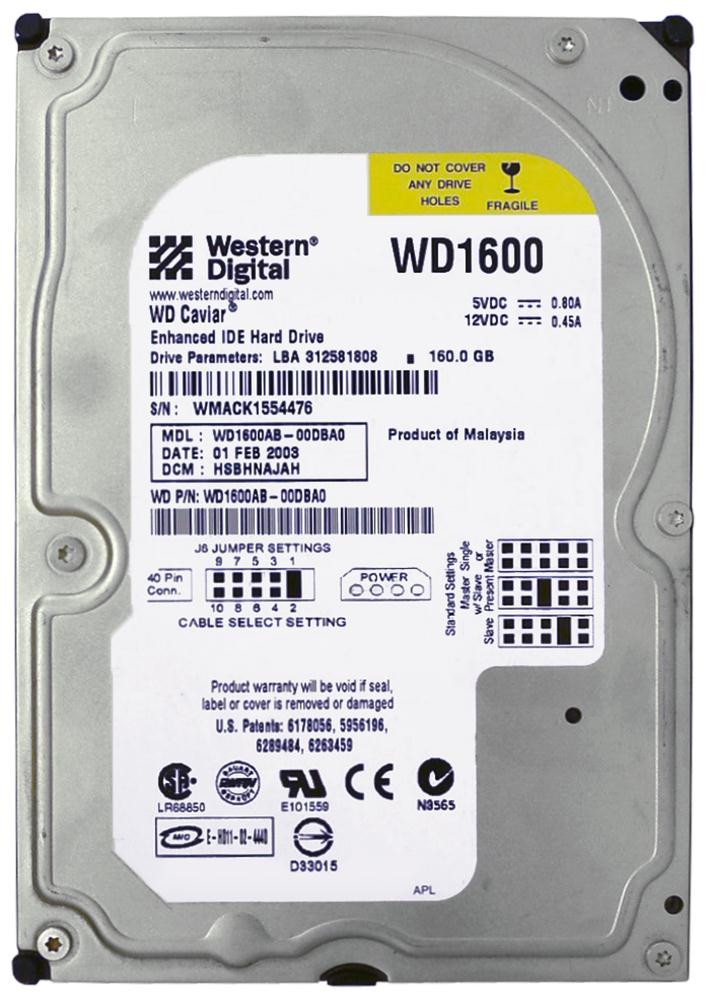 WD1600AB-00DBA0 Western Digital Protege 160GB 5400RPM ATA-100 2MB Cache 3.5-inch Internal Hard Drive