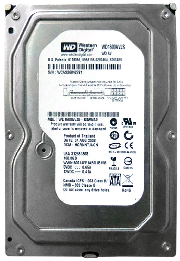 WD1600AVJS-63WNA0 Western Digital AV 160GB 7200RPM SATA 3Gbps 8MB Cache 3.5-inch Internal Hard Drive