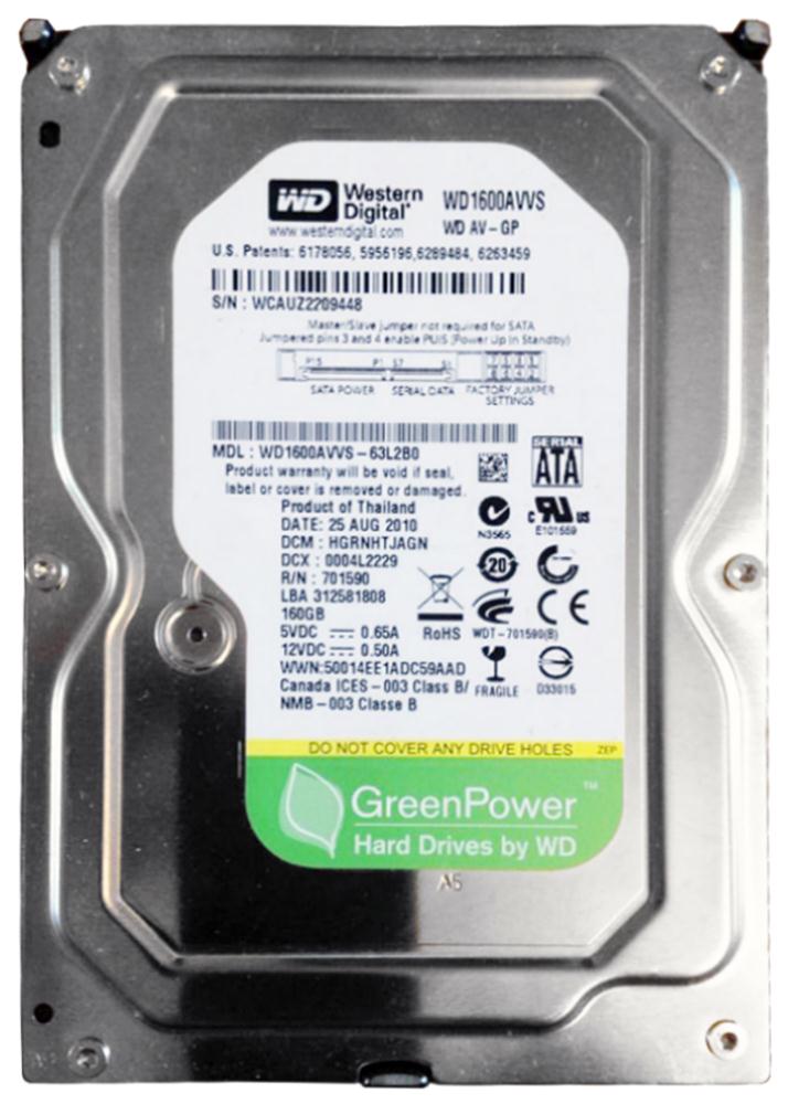 WD1600AVVS-63L2B0 Western Digital AV-GP 160GB 7200RPM SATA 3Gbps 8MB Cache 3.5-inch Internal Hard Drive