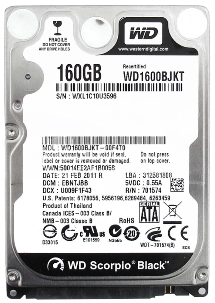 WD1600BJKT-75F4T0 Western Digital Scorpio Black 160GB 7200RPM SATA 3Gbps 16MB Cache 2.5-inch Internal Hard Drive