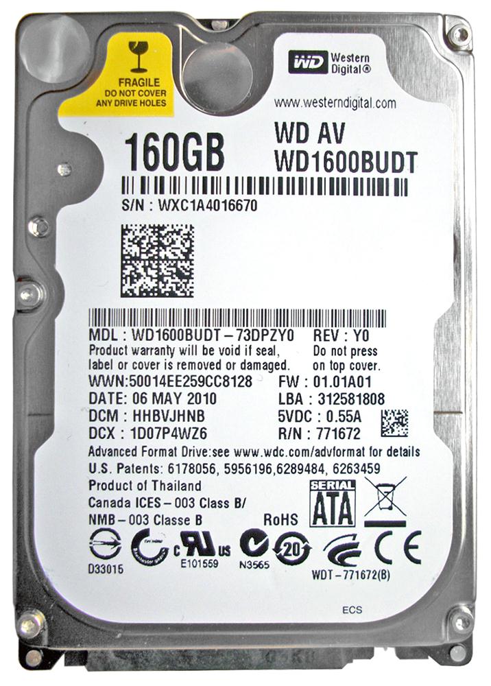 WD1600BUDT Western Digital AV-25 160GB 5400RPM SATA 3Gbps 32MB Cache 2.5-inch Internal Hard Drive