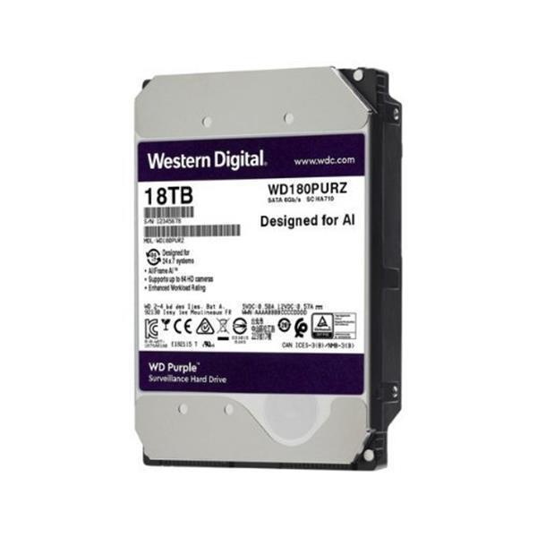 WD180PURZ Western Digital Purple 18TB 7200RPM SATA 6Gbps 512MB Cache 3.5-inch Internal Hard Drive