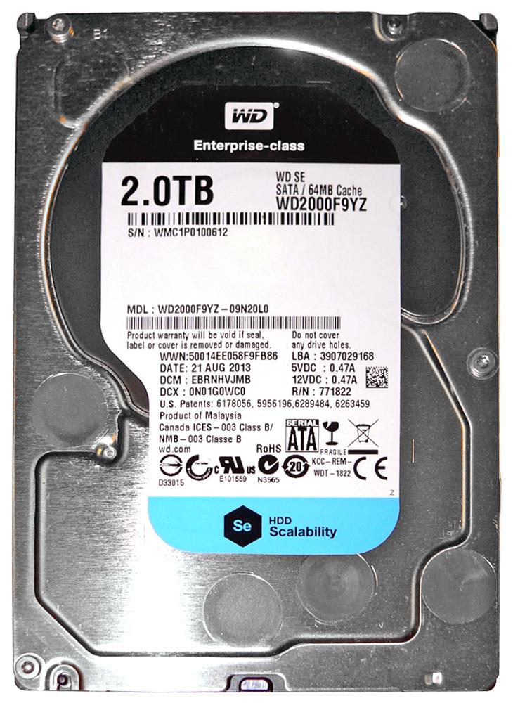 WD2000F9YZ Western Digital SE 2TB 7200RPM SATA 6Gbps 128MB Cache 3.5-inch Internal Hard Drive