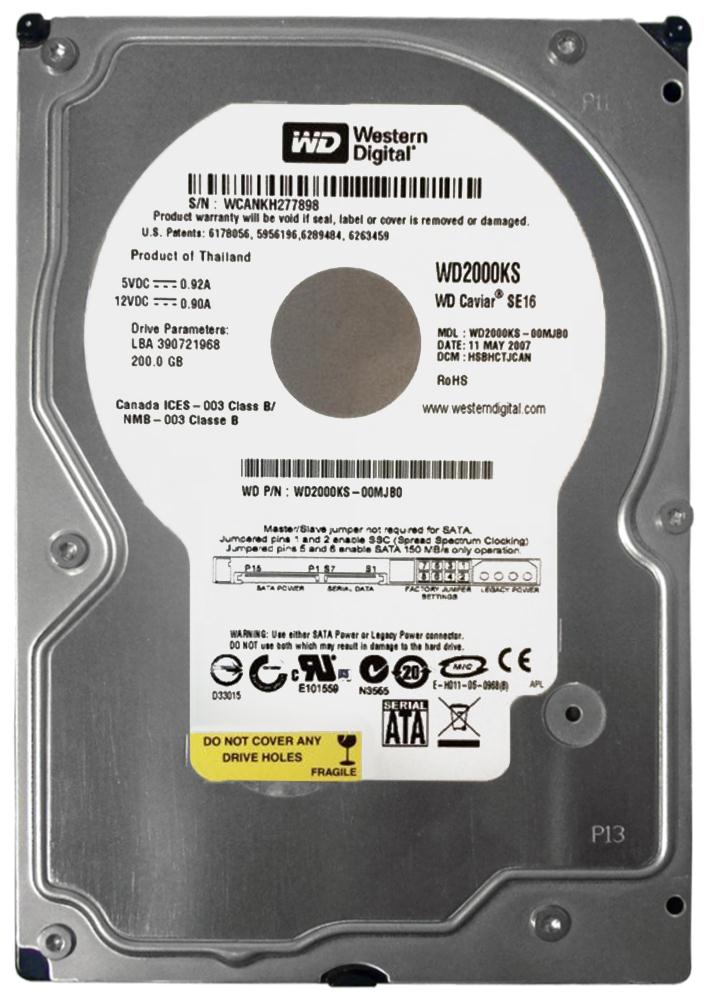 WD2000KS Western Digital Caviar SE16 200GB 7200RPM SATA 3Gbps 16MB Cache 3.5-inch Internal Hard Drive