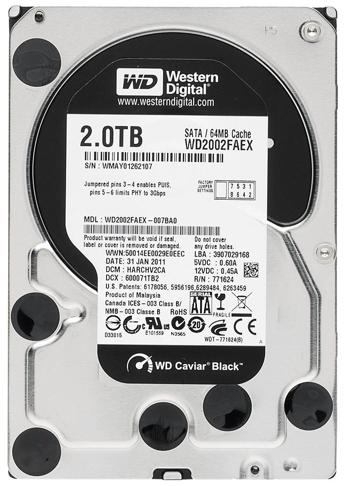 WD2002FAEX Western Digital Caviar Black 2TB 7200RPM SATA 6Gbps 64MB Cache 3.5-inch Internal Hard Drive