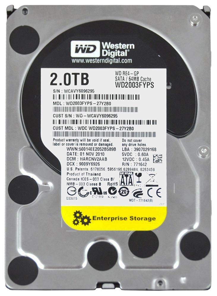 WD2003FYPS Western Digital RE4 2TB 7200RPM SATA 3Gbps 64MB Cache 3.5-inch Internal Hard Drive