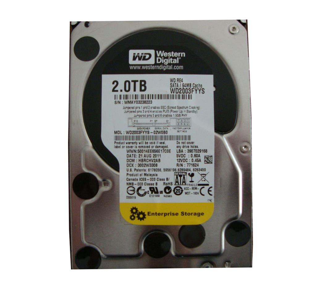 WD2003FYYS-O2WOBO Western Digital RE4 2TB 7200RPM SATA 3Gbps 64MB Cache 3.5-inch Internal Hard Drive