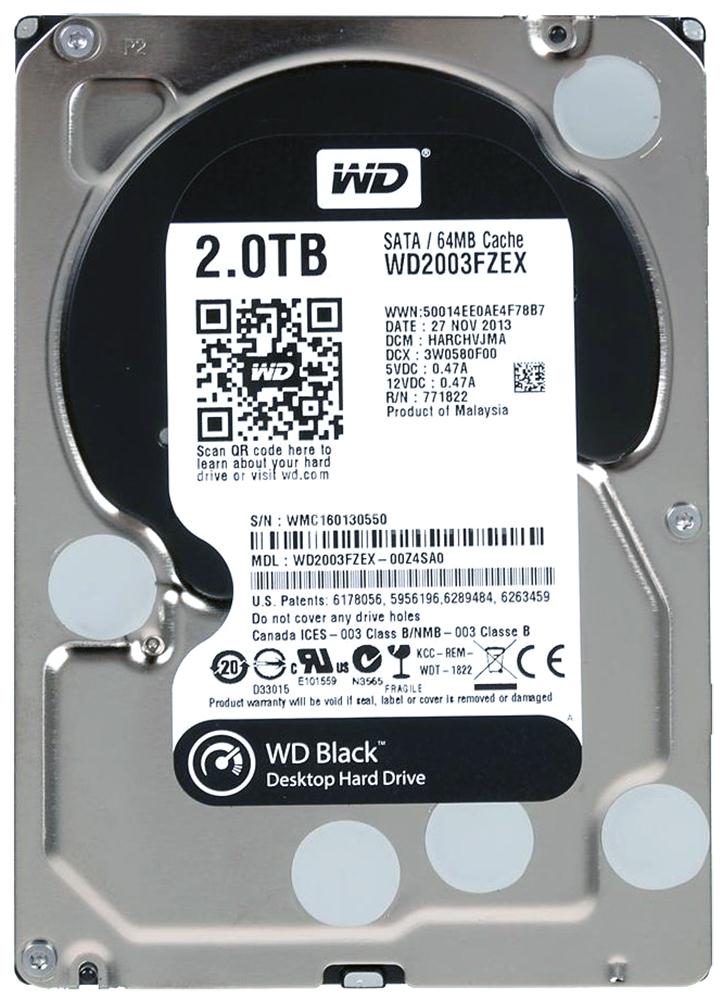 WD2003FZEX Western Digital Black 2TB 7200RPM SATA 6Gbps 64MB Cache 3.5-inch Internal Hard Drive