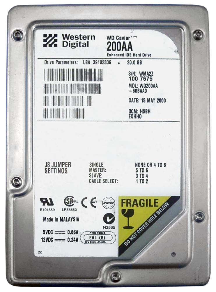 WD200AA Western Digital Caviar 20GB 5400RPM ATA-66 2MB Cache 3.5-inch Internal Hard Drive