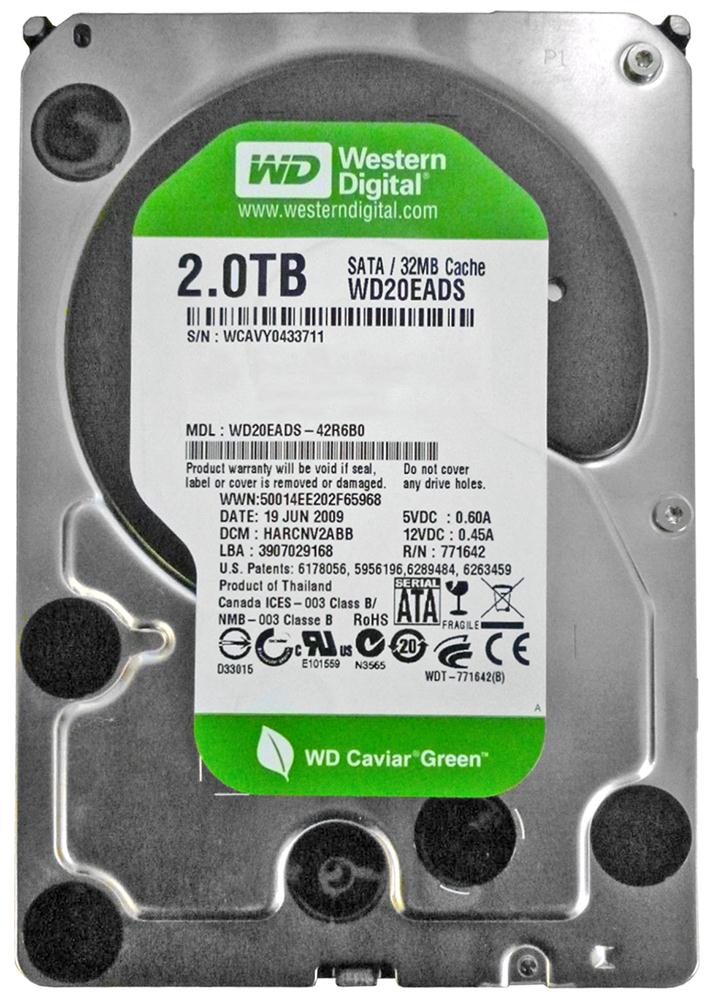WD20EADS-42R6B0 Western Digital Caviar Green 2TB 5400RPM SATA 3Gbps 32MB Cache 3.5-inch Internal Hard Drive