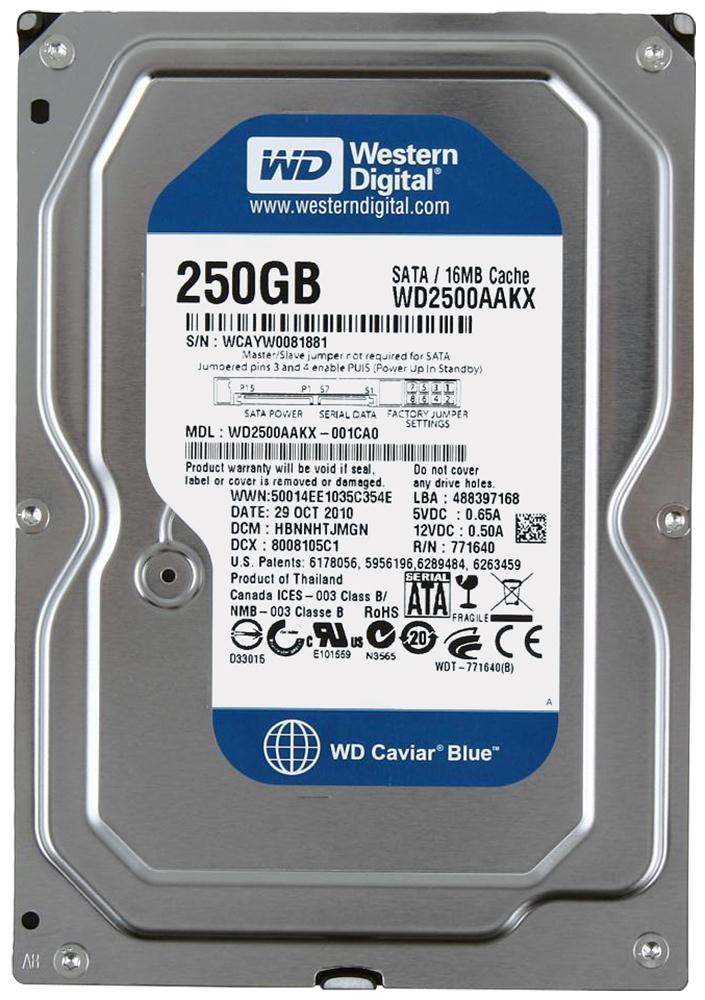 WD2500AAKX-001CA0 Western Digital Caviar Blue 250GB 7200RPM SATA 6Gbps 16MB Cache 3.5-inch Internal Hard Drive