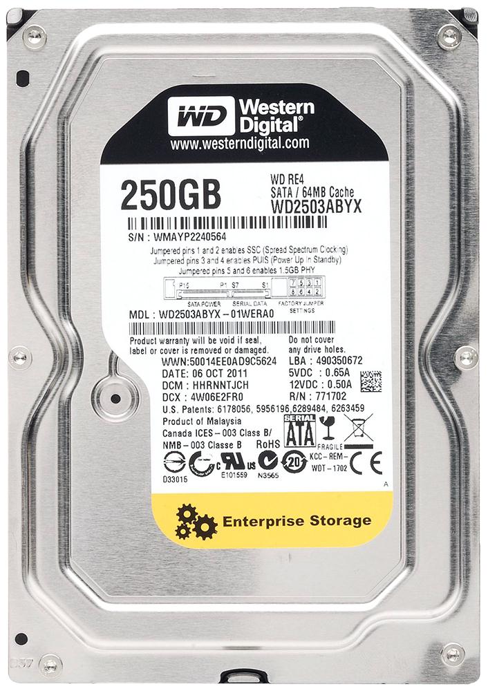 WD2503ABYX Western Digital RE4 250GB 7200RPM SATA 3Gbps 64MB Cache 3.5-inch Internal Hard Drive