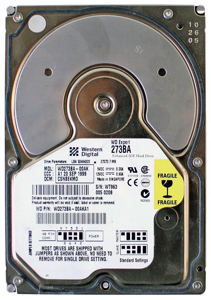 WD273BA Western Digital Caviar 27.3GB 7200RPM ATA-66 2MB Cache 3.5-inch Internal Hard Drive