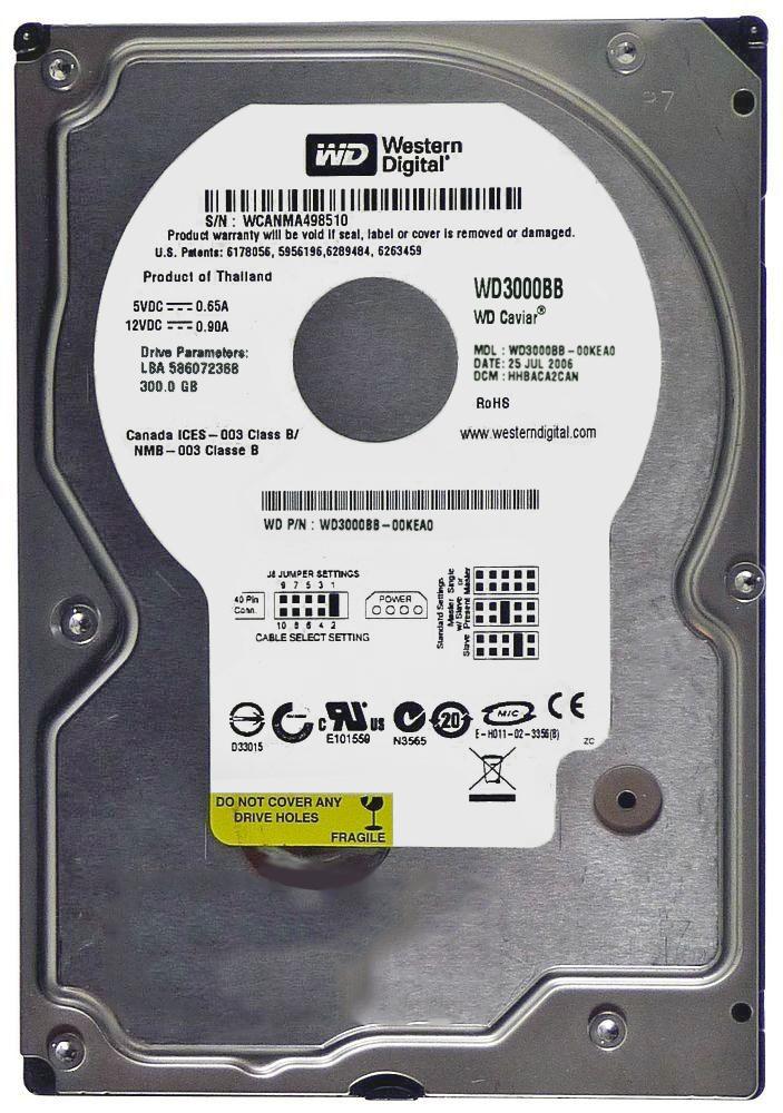 WD3000BB Western Digital Caviar Blue 300GB 7200RPM ATA-100 2MB Cache 3.5-inch Internal Hard Drive