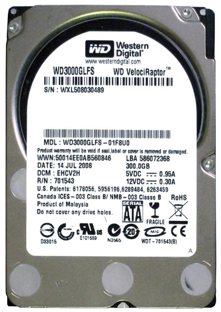 WD3000GLFS-O1F8UO Western Digital VelociRaptor 300GB 10000RPM SATA 3Gbps 16MB Cache 3.5-inch Internal Hard Drive