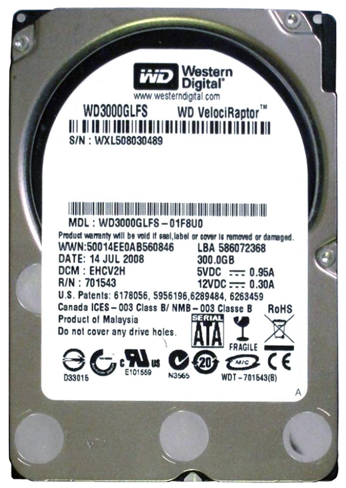 WD3000GLFS Western Digital VelociRaptor 300GB 10000RPM SATA 3Gbps 16MB Cache 3.5-inch Internal Hard Drive
