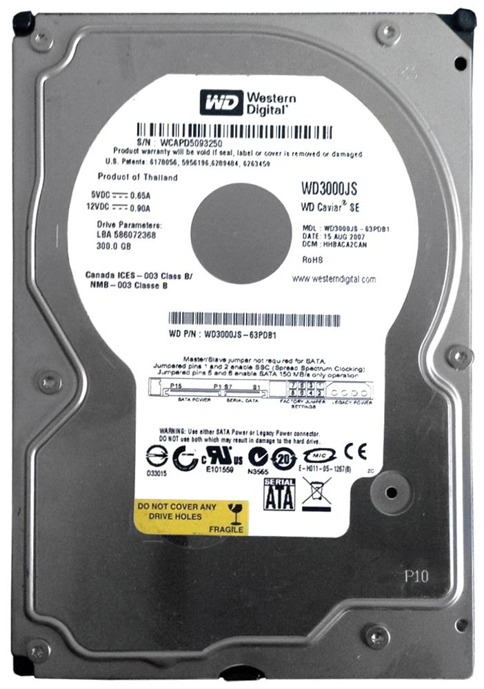 WD3000JS Western Digital Caviar SE 300GB 7200RPM SATA 3Gbps 8MB Cache 3.5-inch Internal Hard Drive