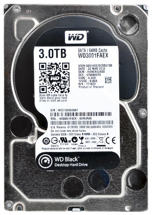 WD3001FAEX Western Digital Black 3TB 7200RPM SATA 6Gbps 64MB Cache 3.5-inch Internal Hard Drive