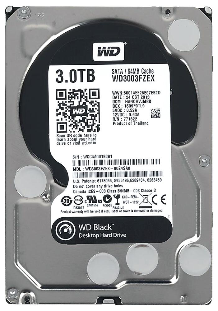 WD3003FZEX Western Digital Black 3TB 7200RPM SATA 6Gbps 64MB Cache 3.5-inch Internal Hard Drive