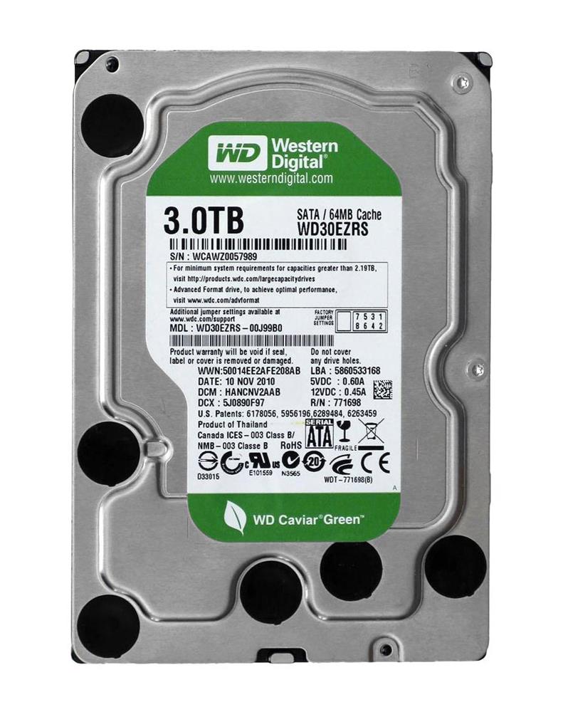 WD30EURS-64E5EY0 Western Digital AV-GP 3TB 5400RPM SATA 3Gbps 64MB Cache 3.5-inch Internal Hard Drive
