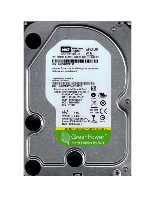 WD30EURX-73TOFYO Western Digital AV-GP 3TB 5400RPM SATA 6Gbps 64MB Cache 3.5-inch Internal Hard Drive