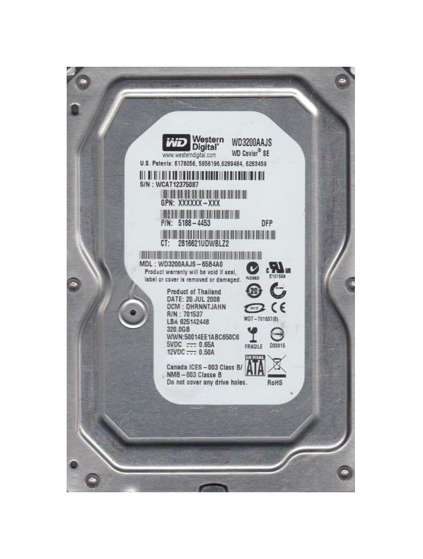 WD3200AAJS-65B4A0 Western Digital Caviar SE 320GB 7200RPM SATA 3Gbps 8MB Cache 3.5-inch Internal Hard Drive
